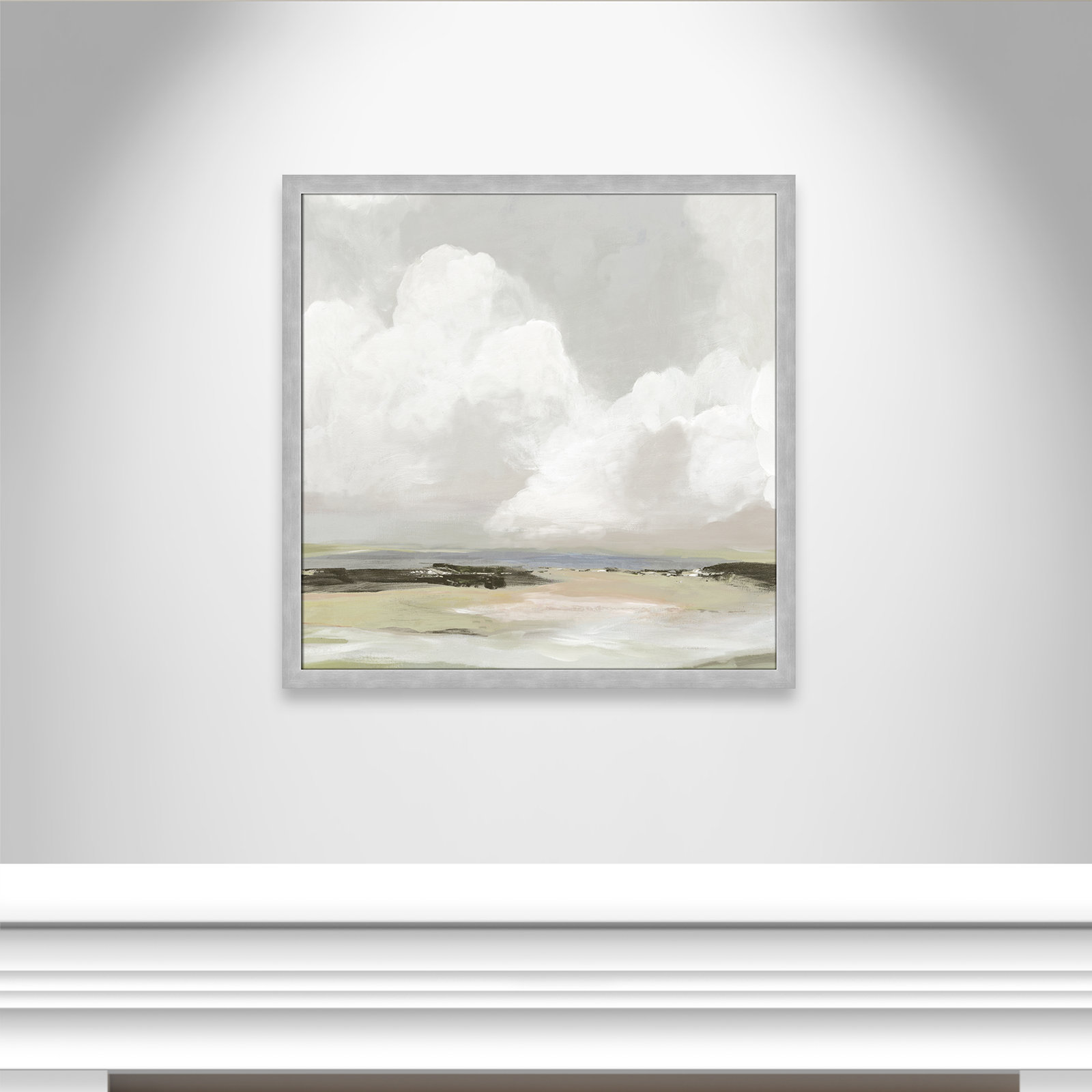 Weatherhill "Soft Clouds" Painting, 33" H x 33" W x 1.12" D, Matte Silver Framed