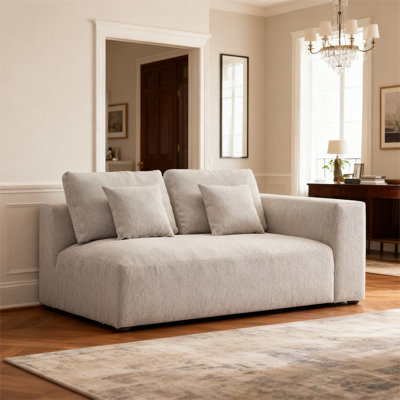 70" Sofa Chaise Lounge With 5-Layer Comfort System, Waterproof & Machine Washable Cover, For Living Room & Office,Beige
