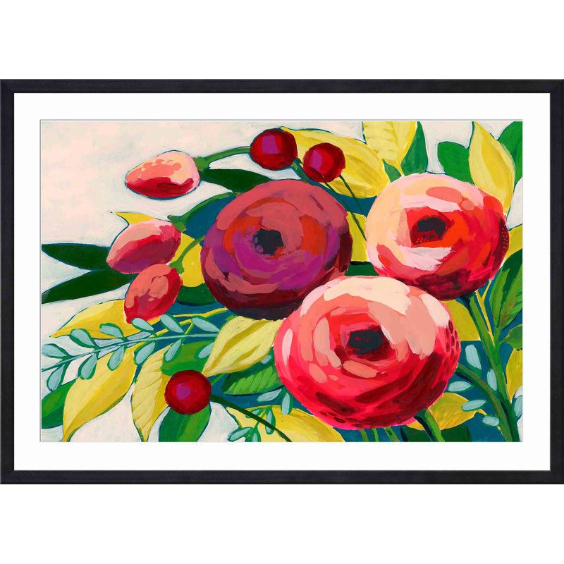 «VIVace Bloom II» par Grace Popp - peinture encadrée, H 20 po x l 30 po, Noir