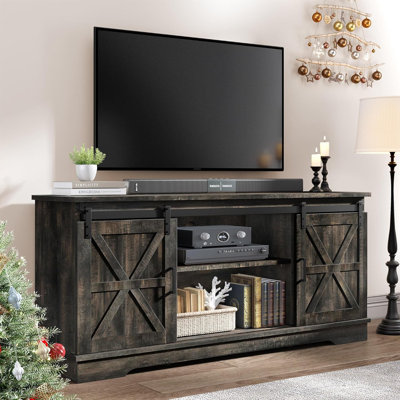 TV Stand for 65 55 Inch TV, Farmhouse Entertainment Center with Cabinet and Sliding Barn Doors -  Rosalind Wheeler, CB3FF2BA67F049C48FDB5BF7A22EAB45