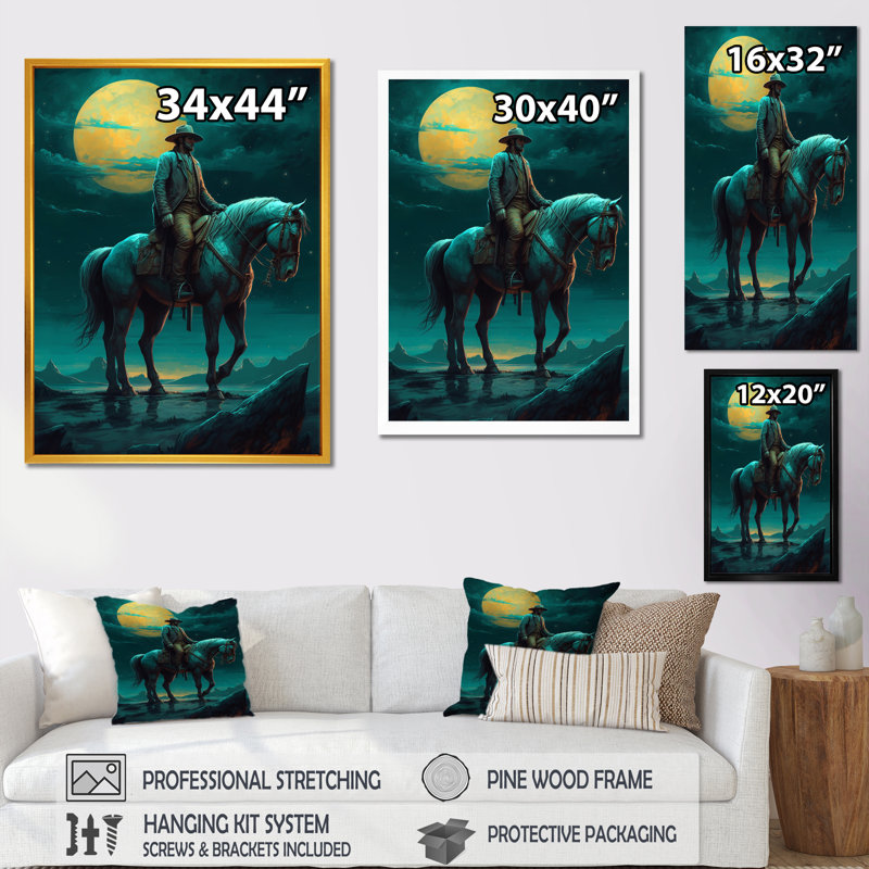 Night Rider II sur impression sur toile, Cadre d'angle fermé noir, H 20 po x l 12 po x P 1 po