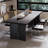 Black Rectangular Solid Wood desk-450569656