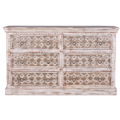 Leia Solid Wood 150cm W 6 - Drawer Chest of Drawers