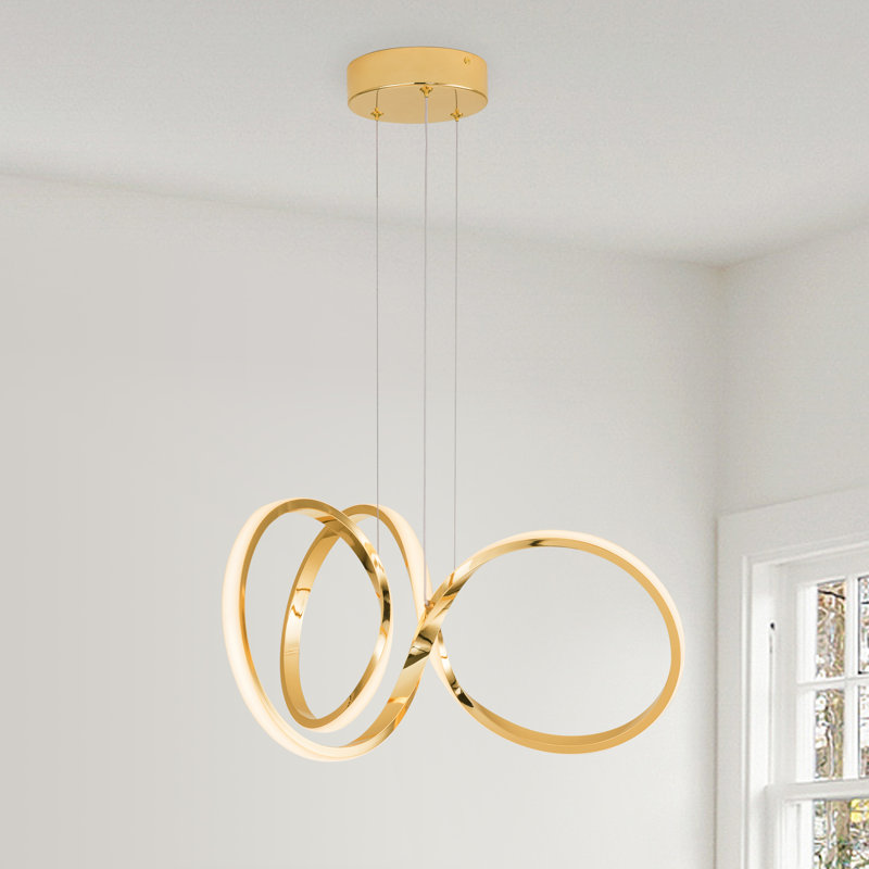 Integrated LED, Ring Ceiling Light, Dimmable Hanging Lamp, Gold