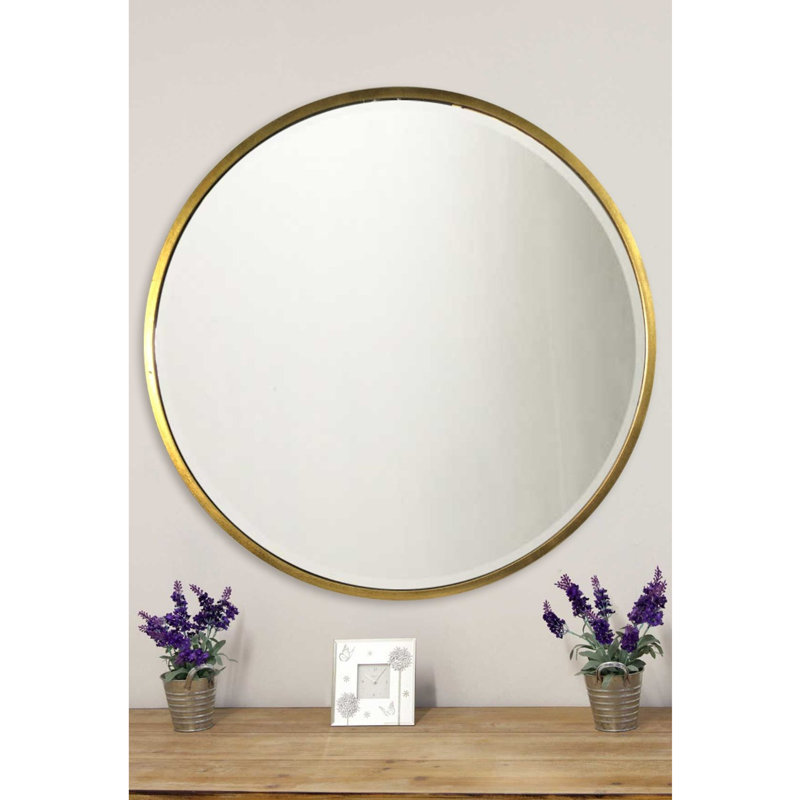Hilde Wood Flat Wall Mirror, Gold