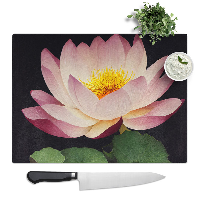 Dreamlike Lotus Flower  Glass Chopping Board