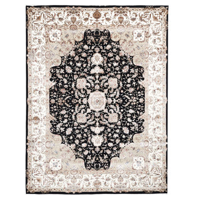 Tapis noir et ivoire luxueux et complexe Walton Select