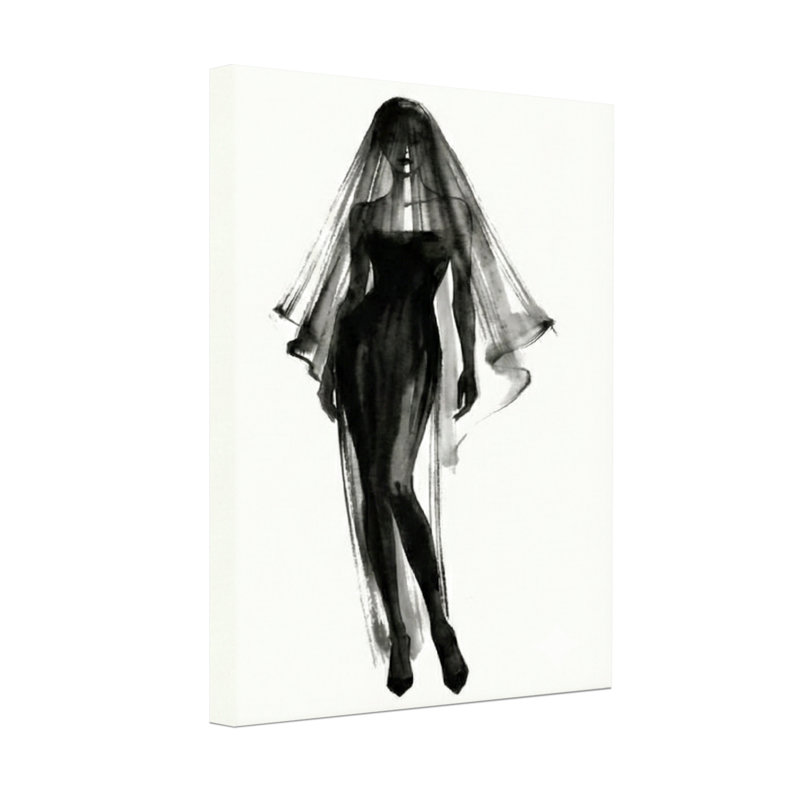 Abstrait, reproduction d'art en noir et blanc, H 36 po x l 24 po