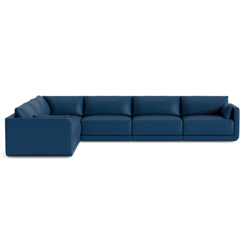 Eva Leather Modular Sectional, Leather - Deep Blue