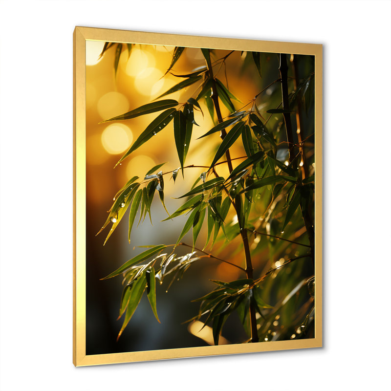 " Bamboo Sunset Photography I ", 44" H x 34" W x 1.5" D, Gold Picture Framed