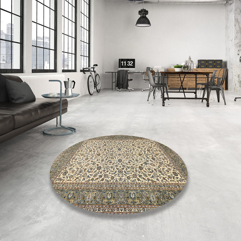 Tapis oriental vert / ivoire, Rond 6 pi
