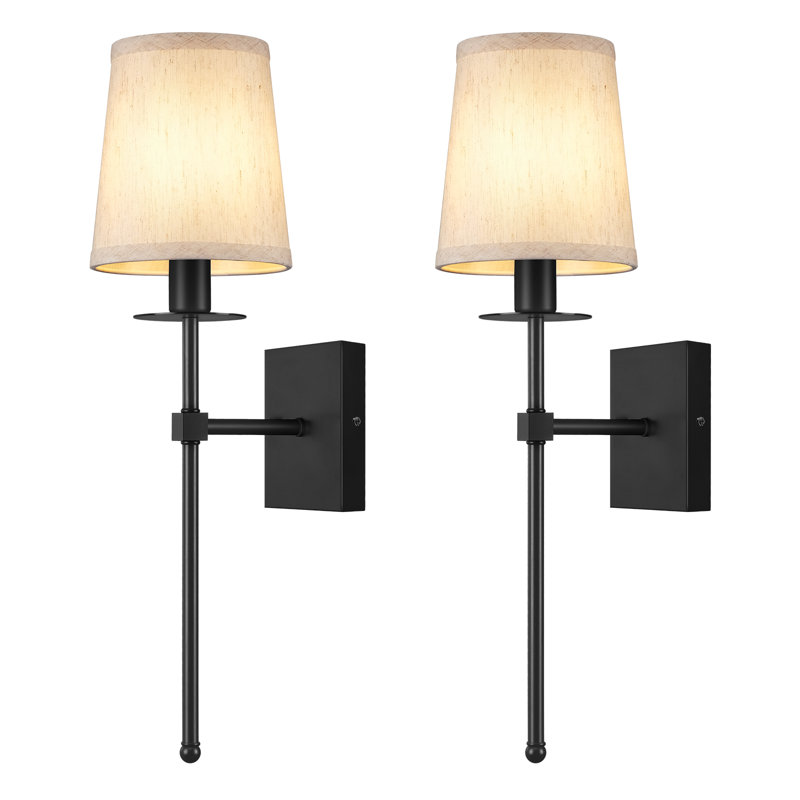 Metal Wall Sconce with Linen Shade