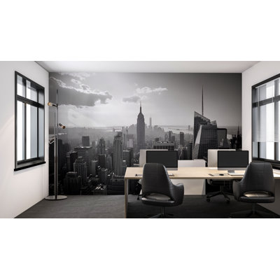 Papier peint NYC Skyline - Papier peint noir et blanc Empire State, décor de bureau moderne Vn884 (non tissé) VN884