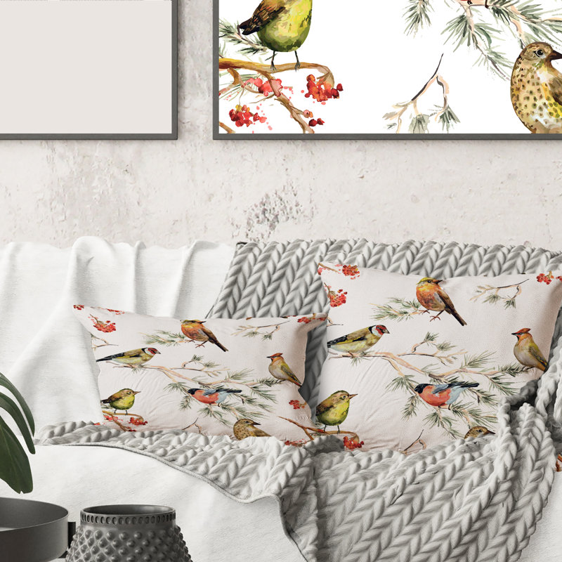 Housse et insert de coussin carré Forest Birds on Branches, 18" x 18"
