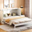 Grand lit blanc avec tiroirs fonctionnels pour l'extérieur et port de charge offrant un grand espace de rangement avec option de style pour les petits espaces-129990027