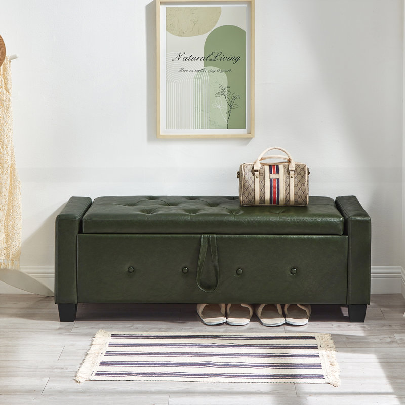 Banc repose-pieds 48 po avec rangement, Vert foncé