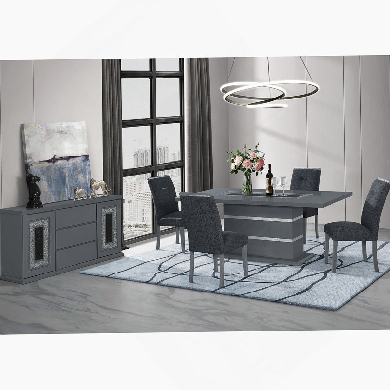 Chaise de salle à manger 2 pièces gris foncé