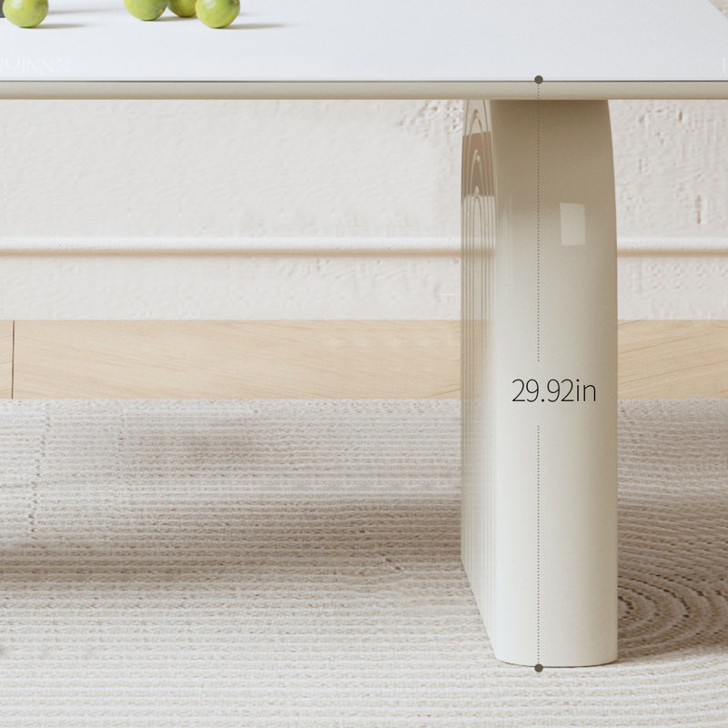 Ensemble de table de salle à manger en pierre frittée blanc pur, H 29,92 po x L 62,99 po x l 31,5 po