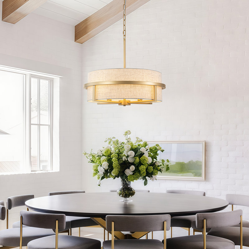 Bazilijus 4 - Light Dimmable Drum Chandelier, Gold