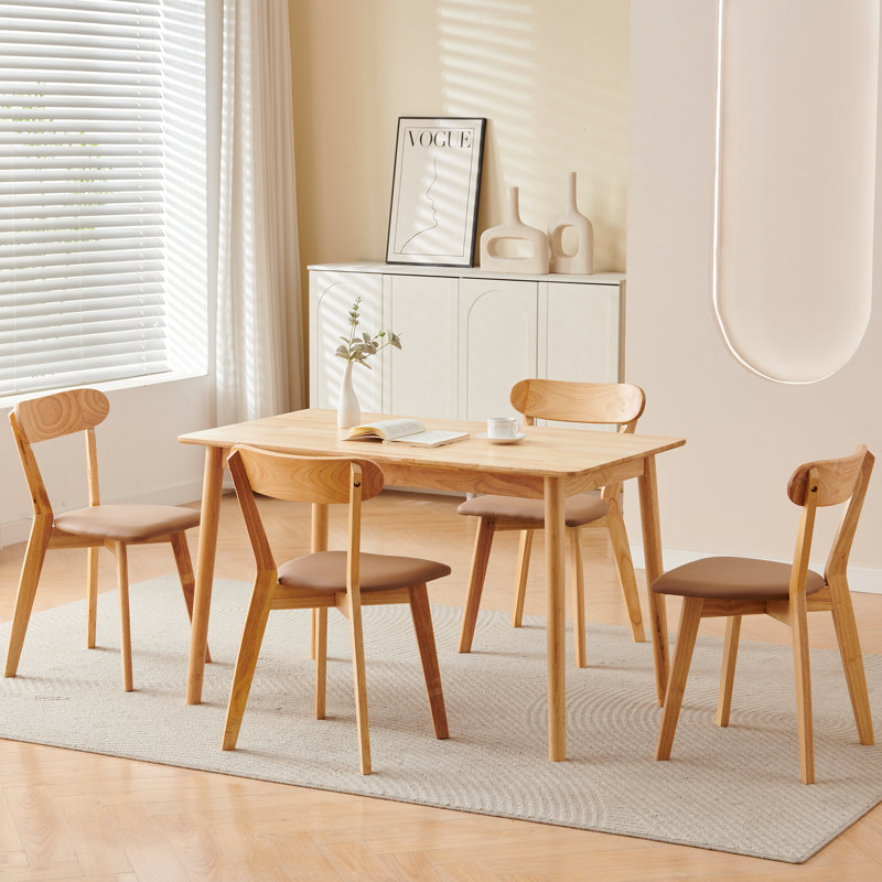 5 -Person Solid Wood Dining Set, Brown