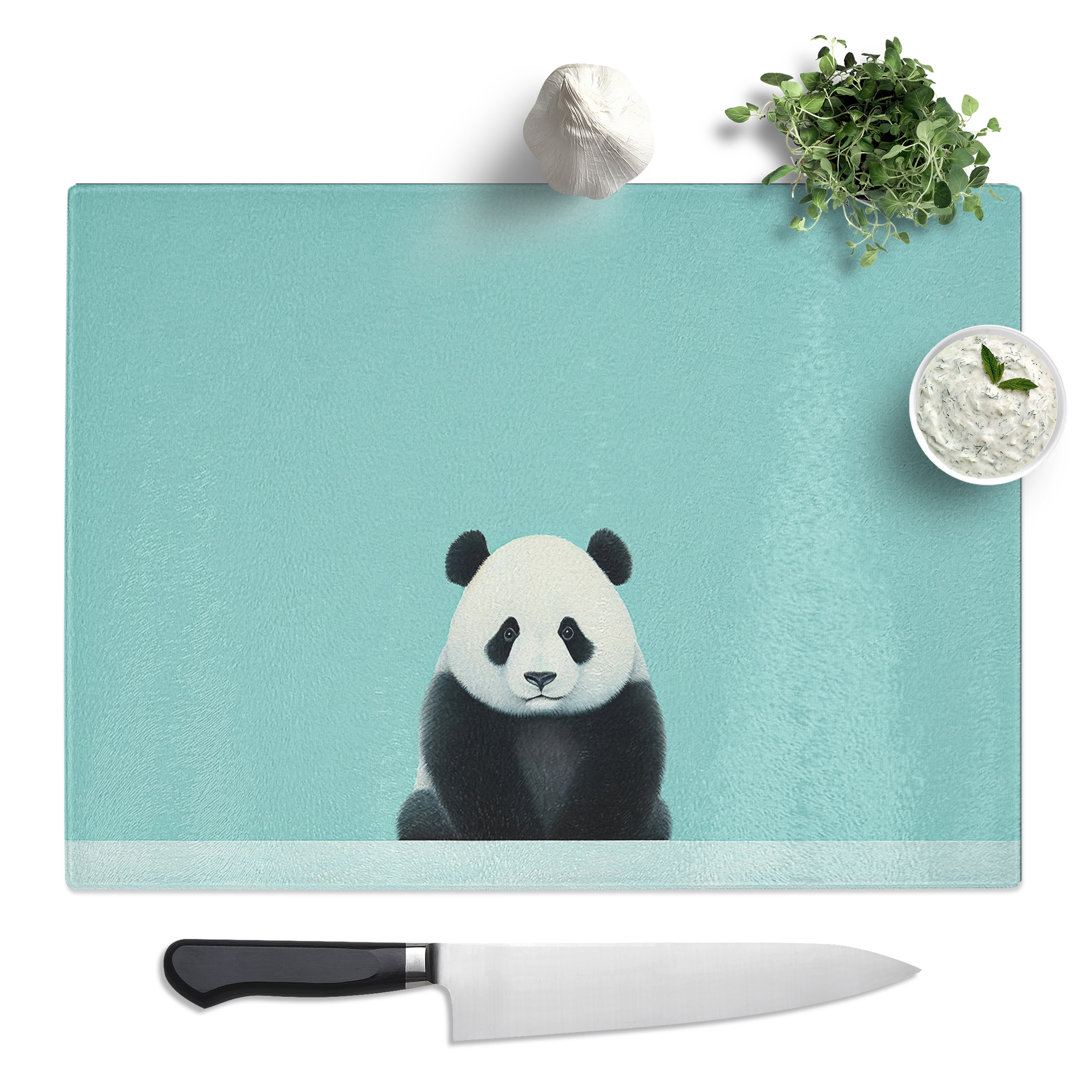Panda Minimalism  Glass Chopping Board
