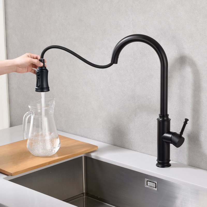 Sumerain S6132P-XX-6133 Pull Out Kitchen Faucet, Matte Black