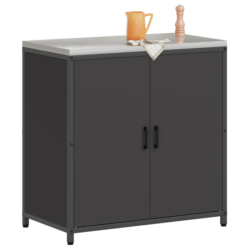 Storage Kitchen Cabinet Set, Black, 92cm H x 90cm W x 50cm D