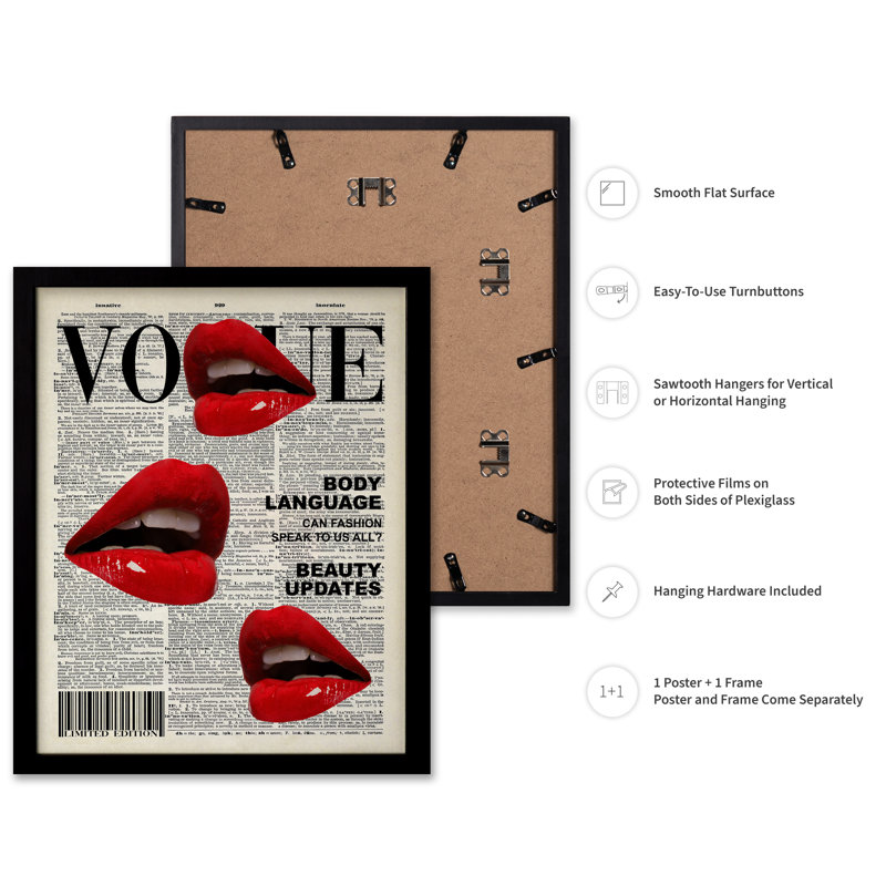 Couverture de magazine de mode No2, 18"H x 24"W, Poster, Black Framed