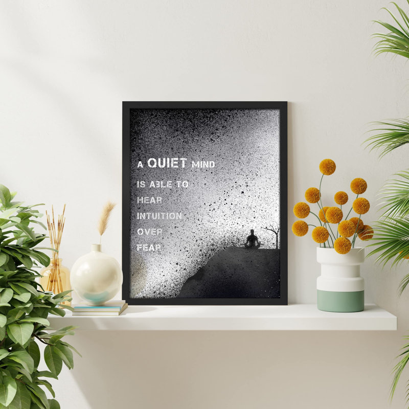 "Un médaillon Zen Yogaf relaxant, méditation montagneuse brume noire et blanche, décoration inspirante" sur papier, Noir