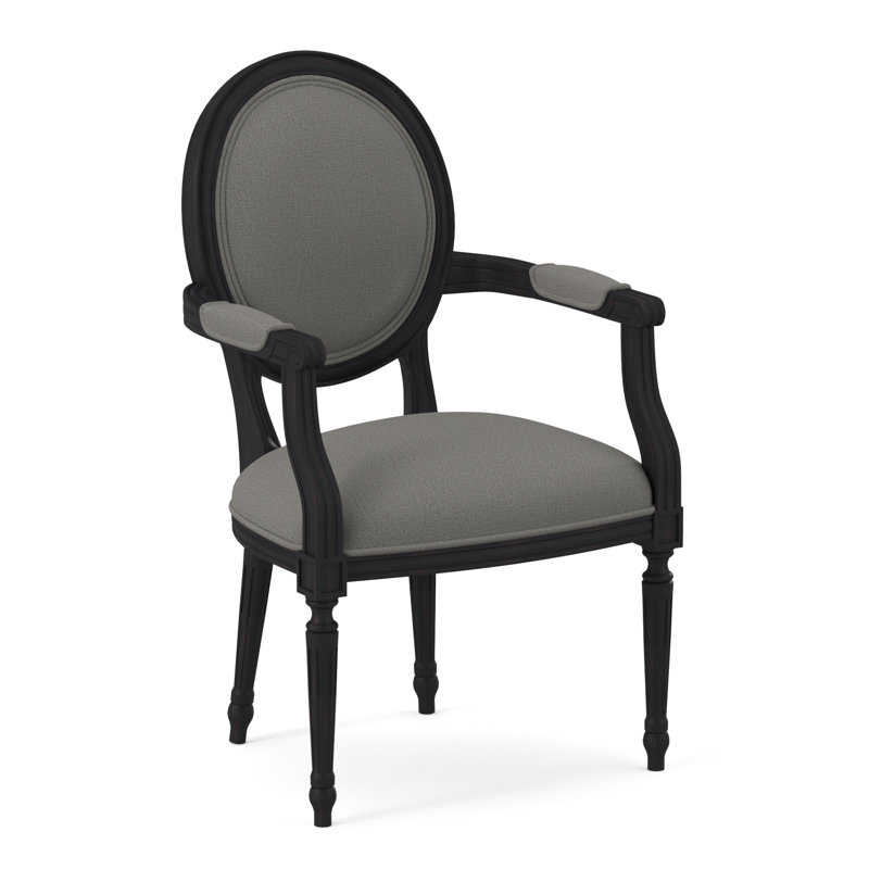 Chaise avec accoudoirs en tissu Dauphin, Ébène vintage, Ciel Kinsley
