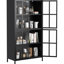 Armoire en métal avec tablettes réglables, dispositif de basculement, spacieuse pour les salles à manger, grands compartiments de rangement noirs, pieds stables, utilisation dans la chambre à coucher