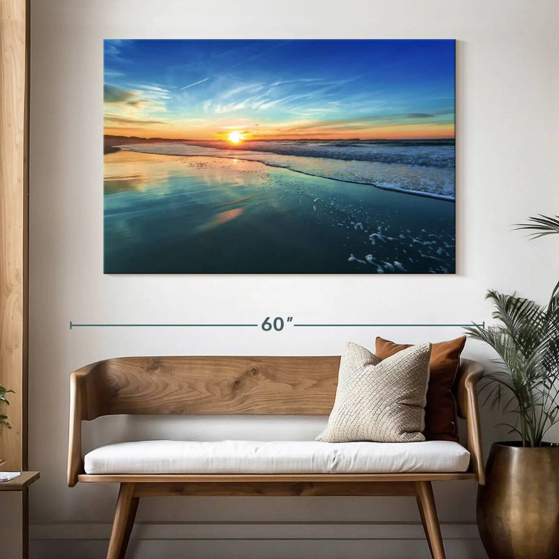 Gillard, soleil sur la plage, horizon, H 34 po x l 51 po