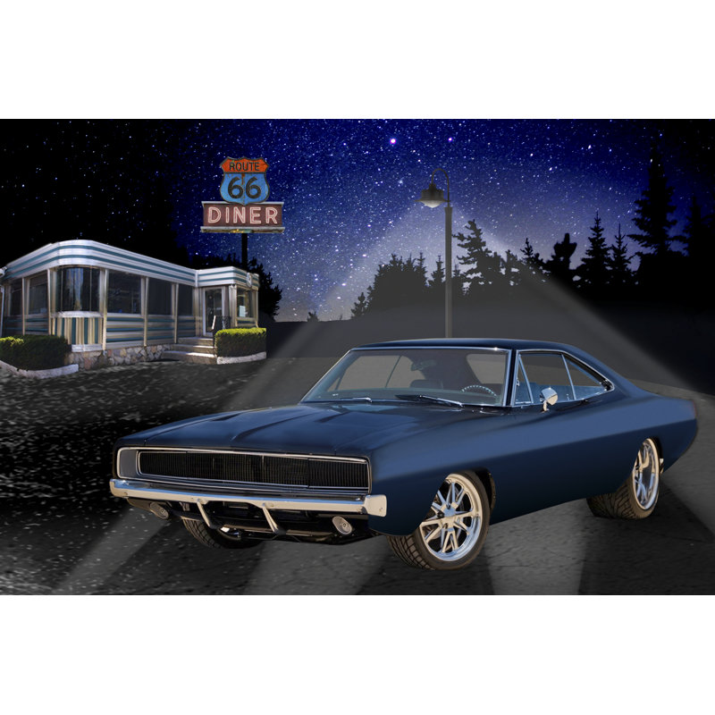 Diners and Cars VI - Graphic Art, Black Floater Framed, 51 cm H x 76 cm W