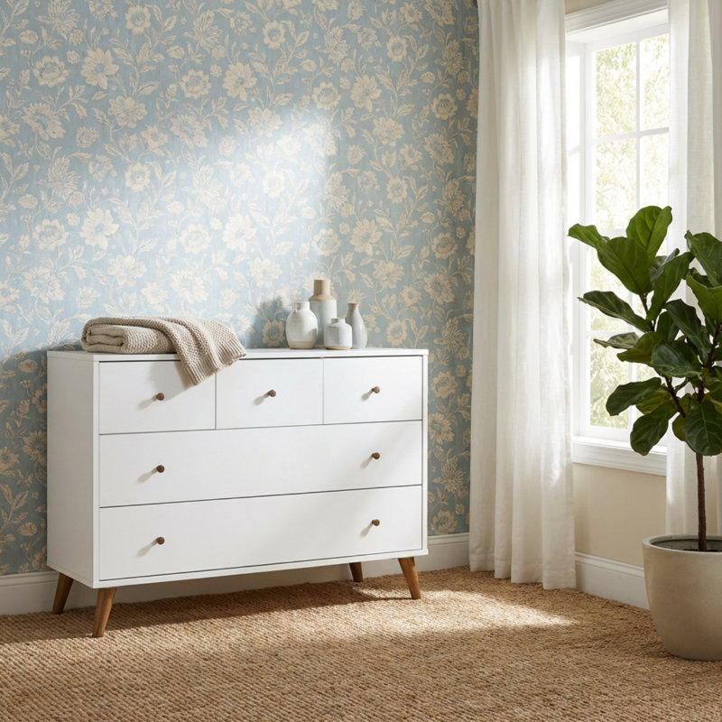 Austin 5-drawer Dresser, White/natural, White/Natural