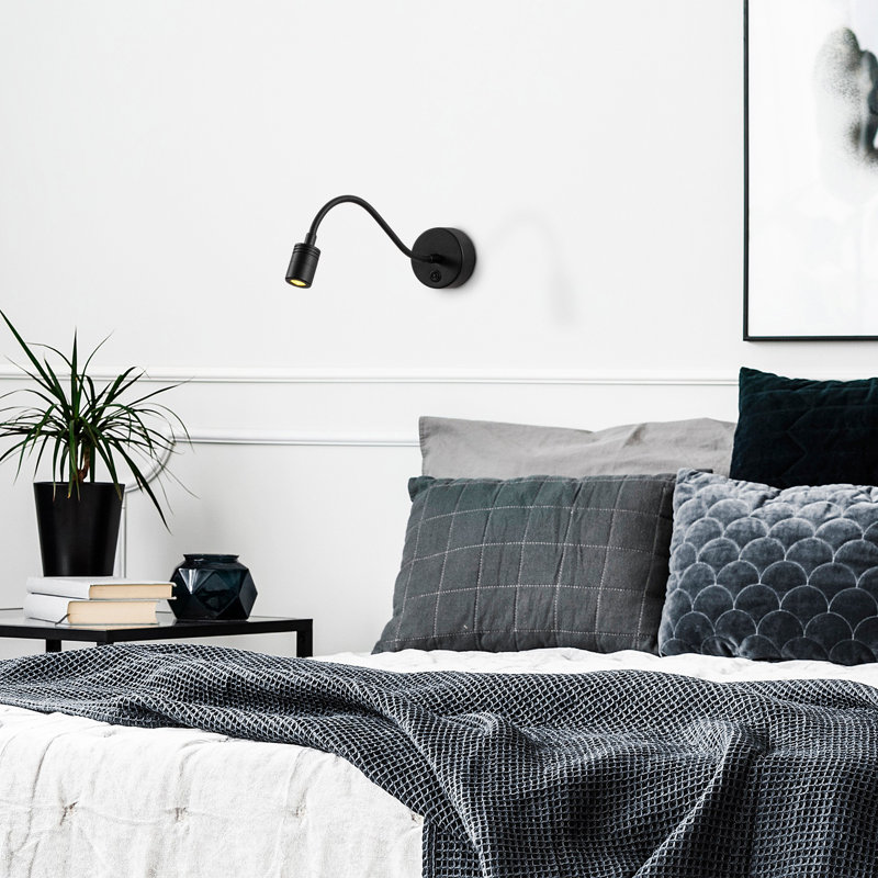 Modern Wall Lamp, Adjustable Height, Black Metal Body, 3 x 15.0 x 5.9 inches | 1W 2700K Socket, IP20 Rated | Perfect for Glam & Scandinavian Decor | Stylish Lighting Solution for Living Room & Bedroom