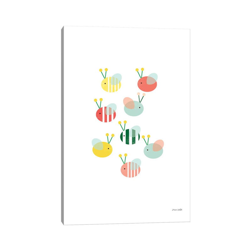 Bumblebee Friends by Ann Kelle - Wrapped Canvas Print, 20.32 cm H x 30.48 cm W