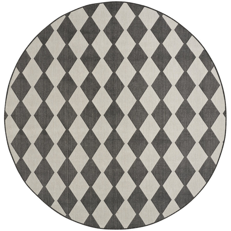 Rectangle Positano Indoor/Outdoor Area Rug, Round 8', Black