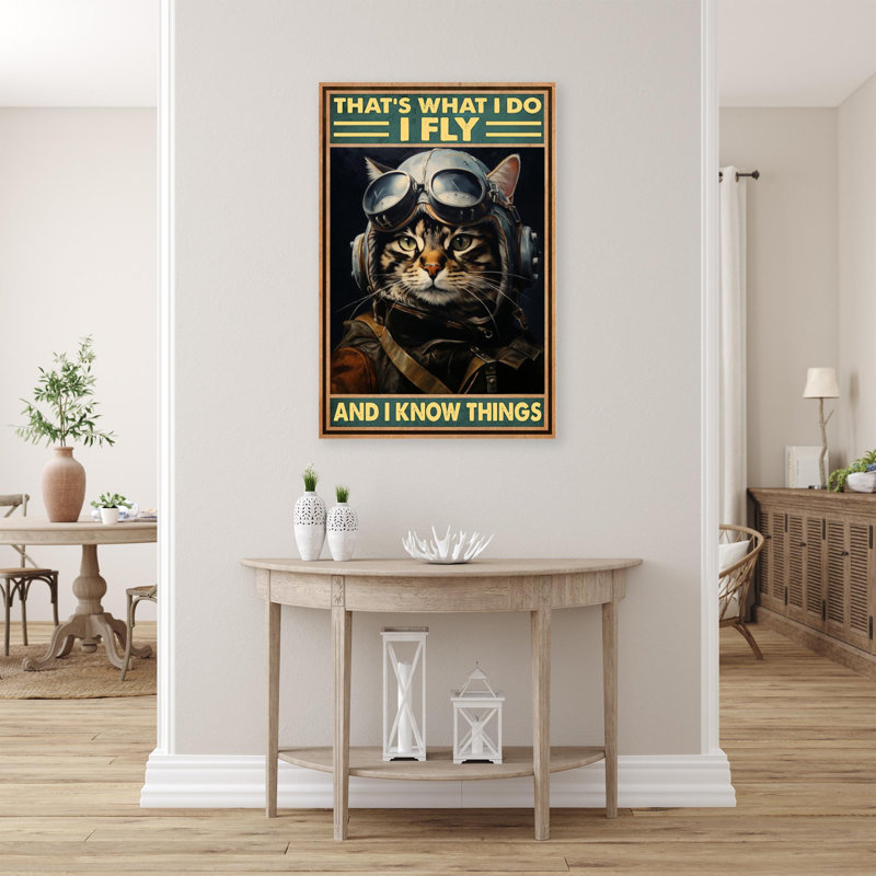 «Cat Thats What I Do I Fly», reproduction d'art graphique sur toile tendue 1 pièce, H 14 po x l 11 po x P 1,25 po