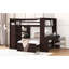 Lit mezzanine double avec lit simple, tablettes, bureau et garde-robe. Maximisez l'espace. Idéal pour les familles. Aucun sommier tapissier requis. H 65 po x l 78,7 po - L 94,8 po - Dimensions colorées. Caractéristiques-1327594265-1327594263