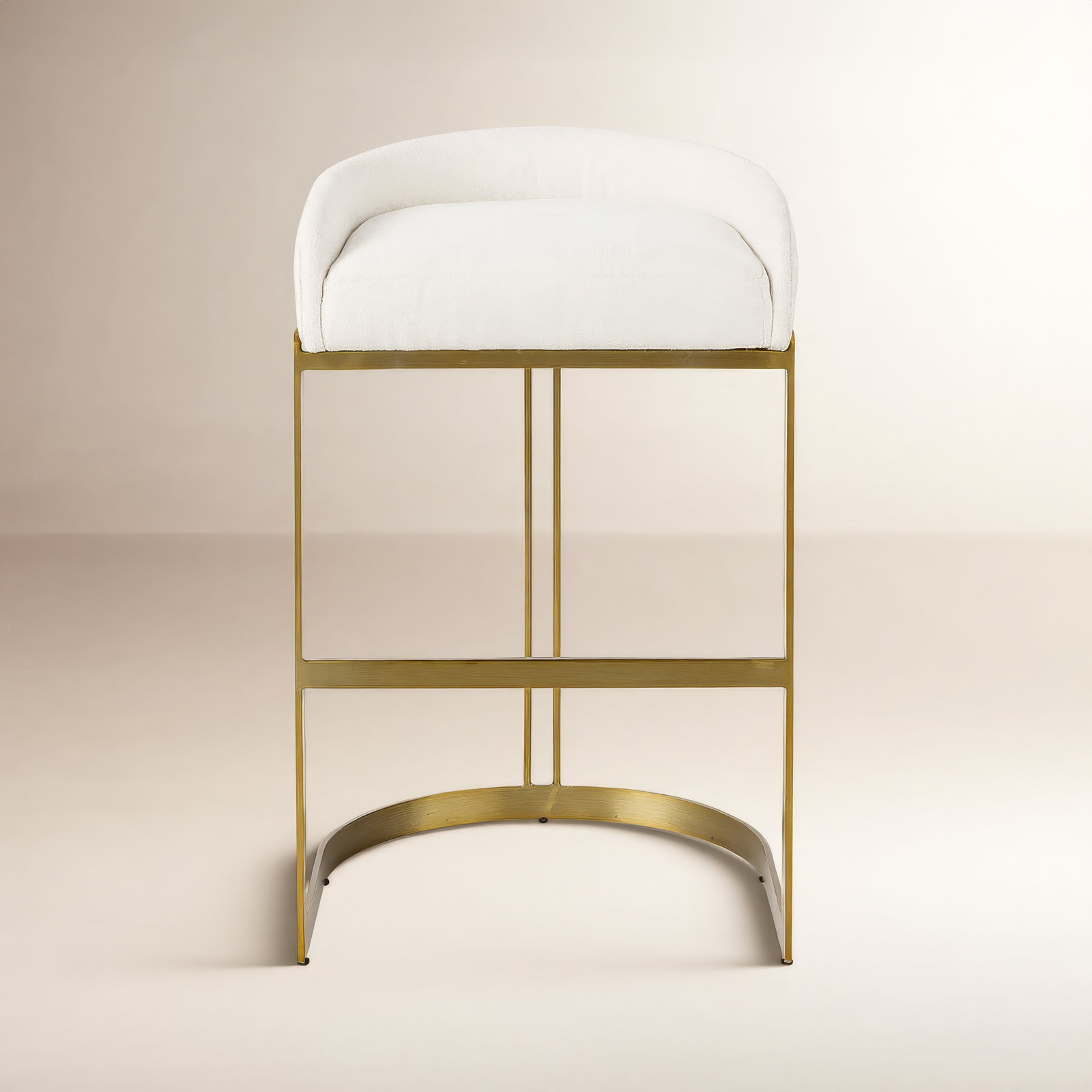 Bradley Upholstered Bar & Counter Stool, White Performance, Bar Stool (28.75" Seat Height), Gold