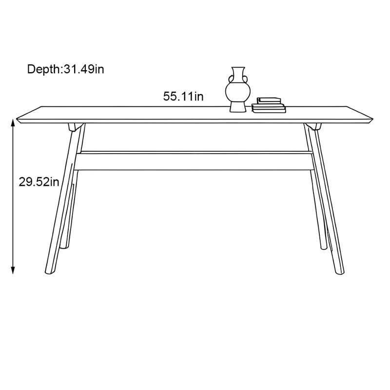 Home modern and simple rectangular dining table, 29.52"H x 55.11"L x 31.49"W