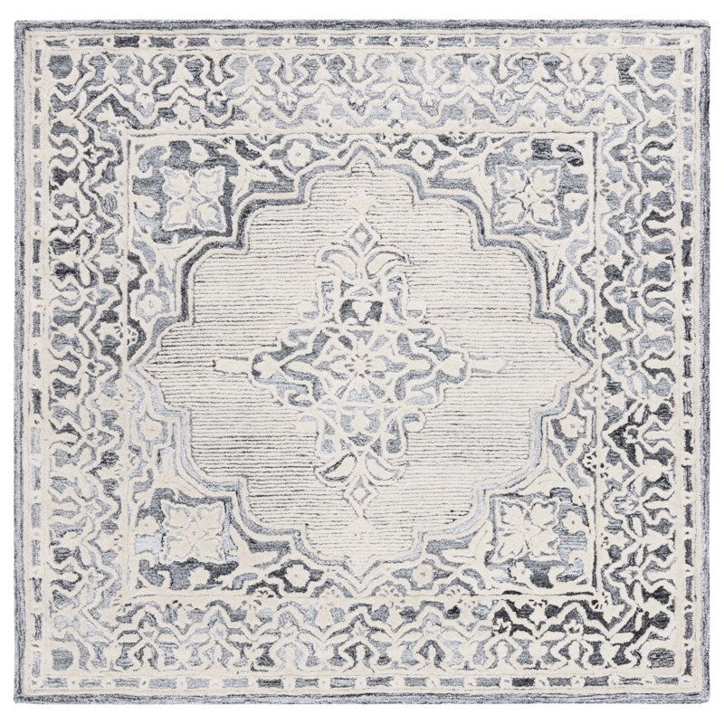 Tapis oriental en laine et coton touffeté à la main Dyllis, Carré 6 pi
