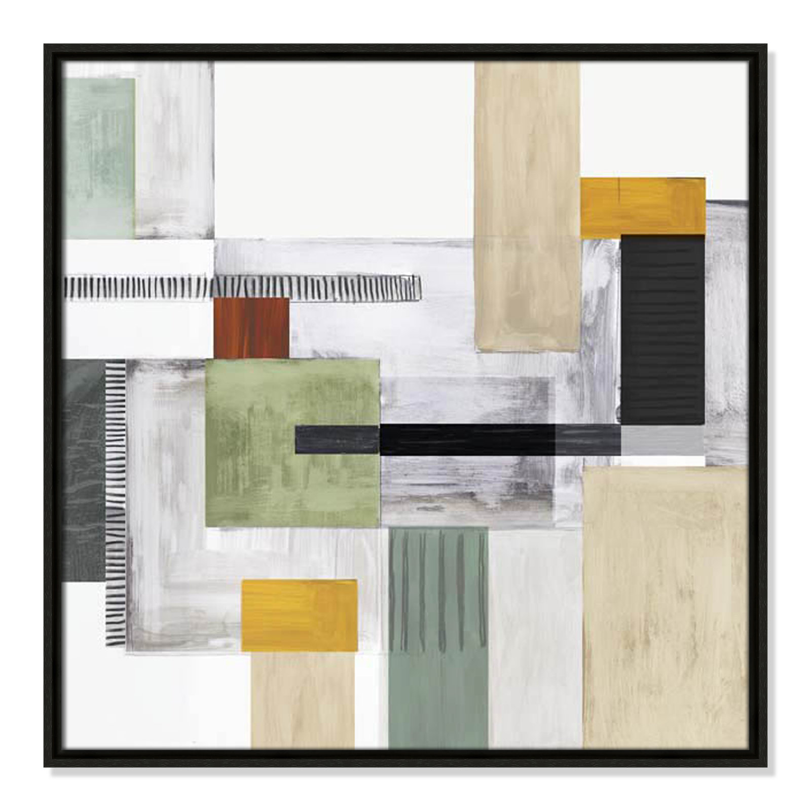 Playful Blocks Print, 25.5" H x 25.5" W x 2" D, Espresso Floater Framed