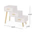  Table d'appoint moderne à 3 tiroirs de style escalier avec compartiments de rangement et pieds en bois, blanc
