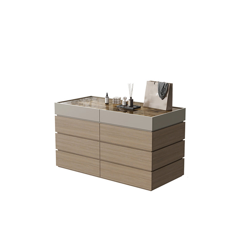 Simple Jewelry Storage Dresser Drawers Cabinet, Brown/Khaki