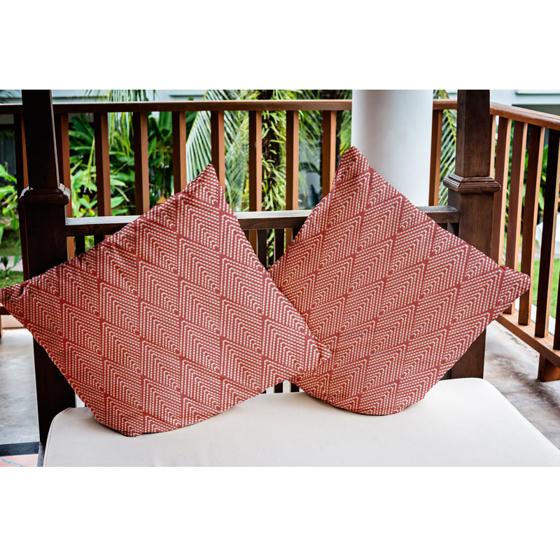 Housse et insert de coussin carré d'extérieur Mangham, H 20 po x l 20 po, Géométrique rouge