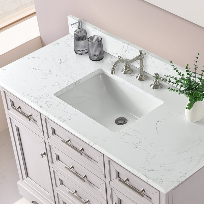 Thompson 48" W Single Vanity, Taupe/Brushed Nickel