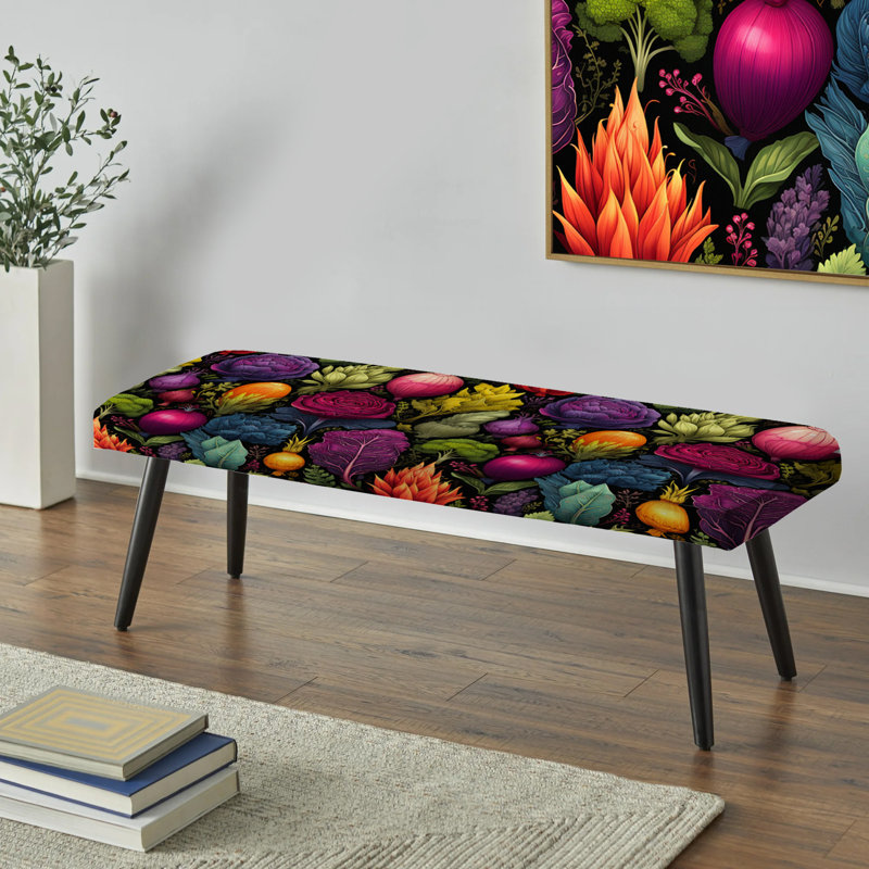 Rainbow Colors Vibrant Légumes - Banc rembourré abstrait noir