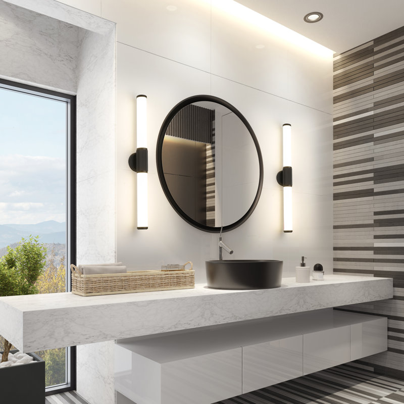 Meuble-lavabo 1 lumière Easmor, Noir mat