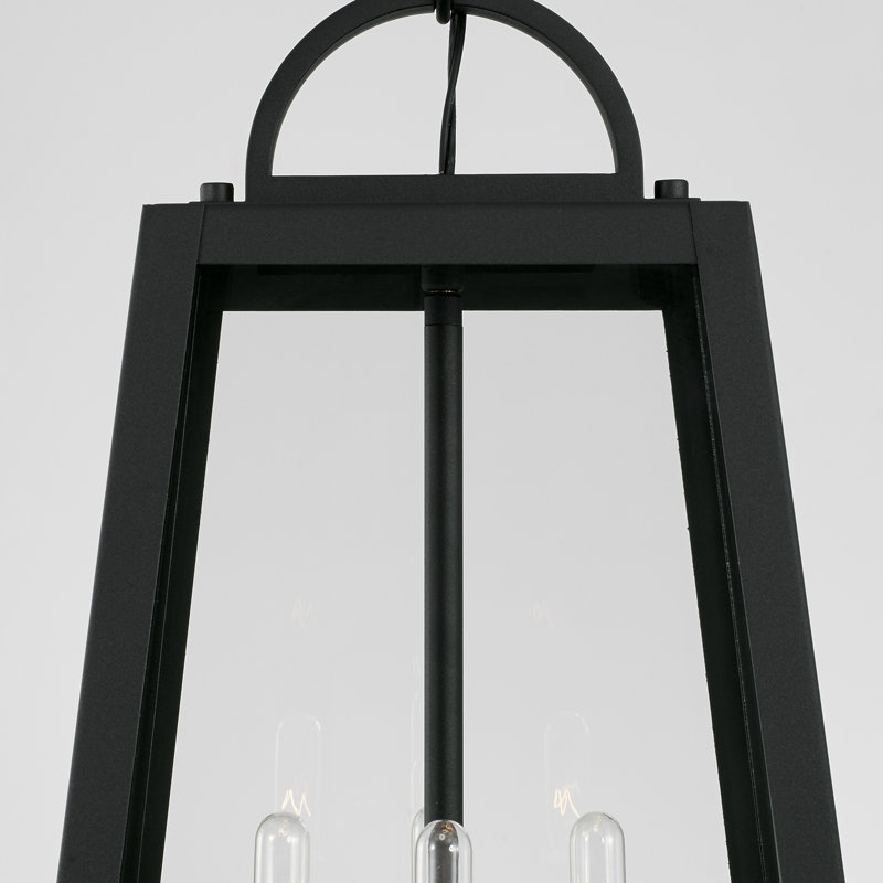 4 - Light Outdoor Hanging Lantern, Black